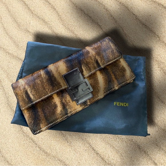Fendi Bags Fendi Calf Hair Clutch Bag Purse Luxury Rare Leather